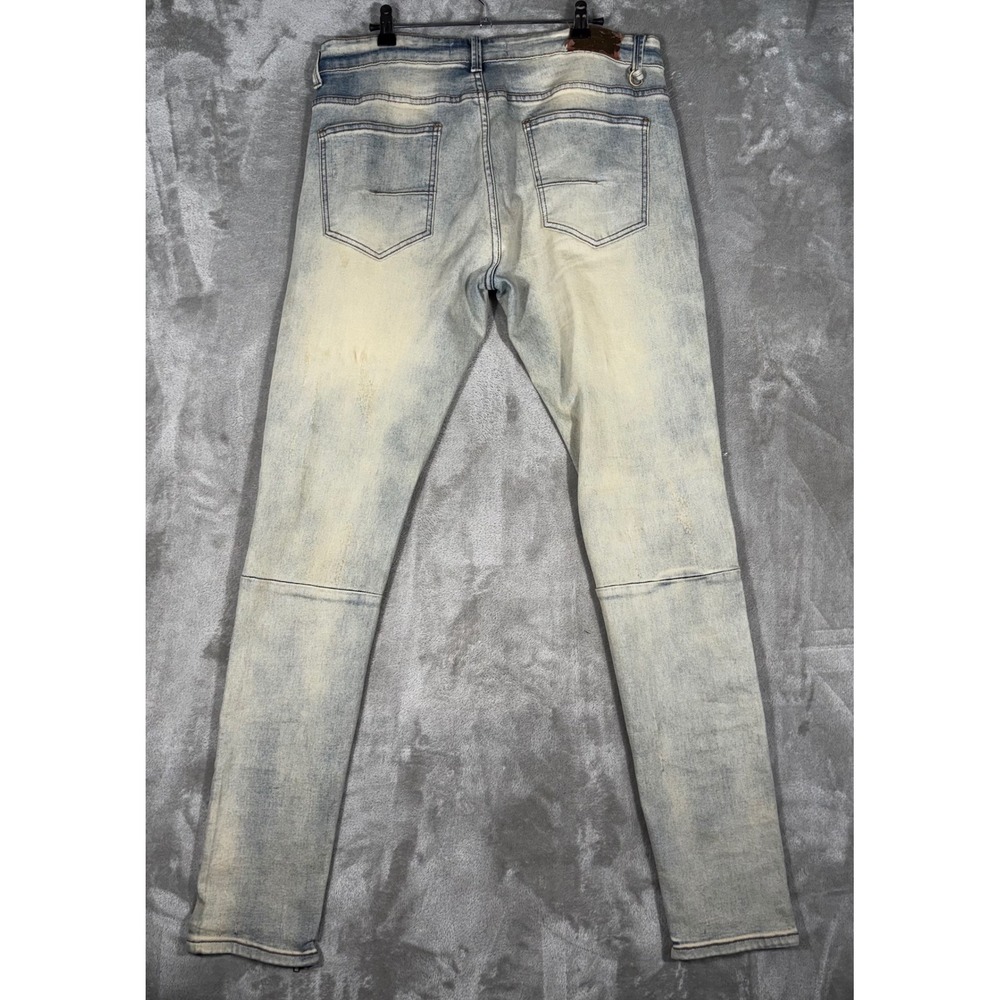 KDNK 1141411 Jeans Distressed Mens 32 Light Blue Ankle Zip Streetwear - Picture 9 of 12